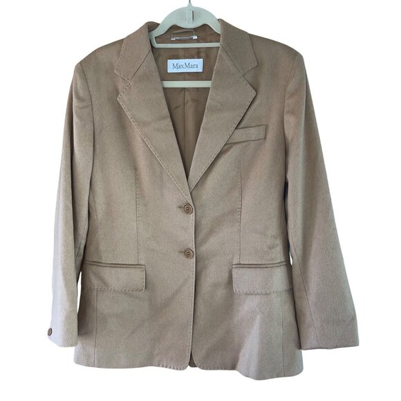 Max Mara Womens 100% Camel Hair Pant Suit Size 12 Corda Relaxed Classic - Picture 4 of 16